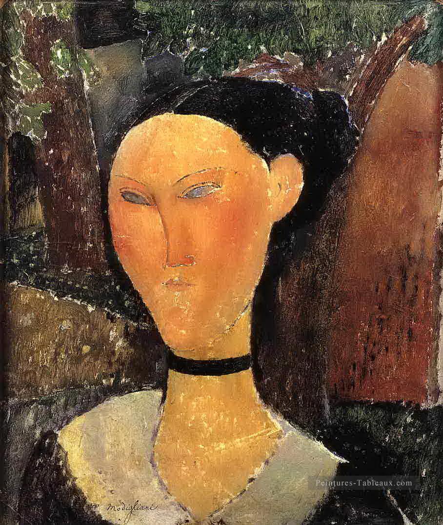 femme avec ruban de velours la frontière noire 1915 Amedeo Modigliani Peintures à l'huile